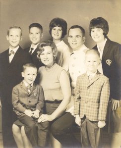 Pat Conroy in his Citadel uniform with his mother and siblings